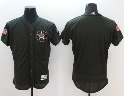 Astros Blank Green Flexbase Authentic Collection Salute to Service Stitched MLB Jersey - Click Image to Close
